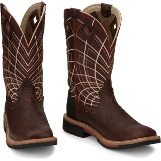 Justin | Men's Derrickman Brown Ostrich Print | Canada Outlet