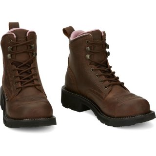 Justin | Women's 6; Katerina Lace Up Steel Toe Brown | Canada Outlet