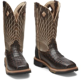 Justin | Men's Derrickman Comp Toe Brown Croc Print | Canada Outlet