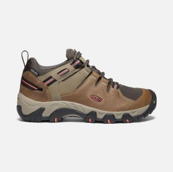 Keen | Women's Steens Waterproof Shoe-Timberwolf/Coral