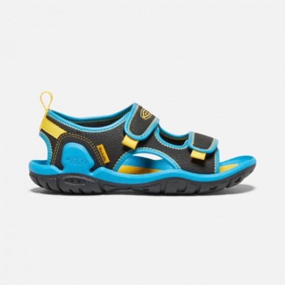 Keen | Big Kids' Knotch Creek Open-Toe Sandal-Black/Vivid Blue