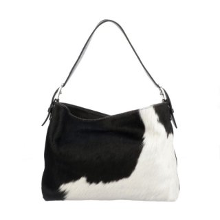 Lucchese Women's Cowprint Hobo Bag - Black/White | Canada Outlet