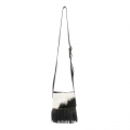 Lucchese Women's Mini Cowprint Fringe Bag - Black/White | Canada Outlet