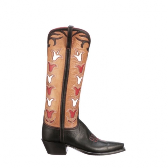 Lucchese Women's Tall Tulip - Black + Rust | Canada Outlet