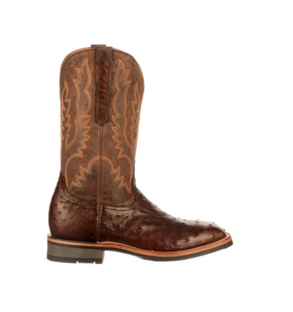 Lucchese Men's Rowdy Ostrich - Antique Chocolate | Canada Outlet