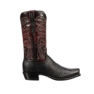 Lucchese Men's Nathan - Black + Black Cherry | Canada Outlet