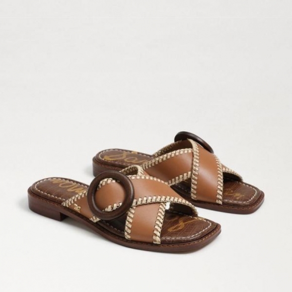 Sam Edelman | Men's Harlie Slide Sandal-Lt Cuoio Brown Leather