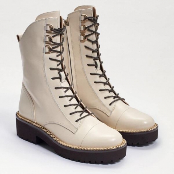 Sam Edelman | Men's Lenley Combat Boot-Modern Ivory Leather