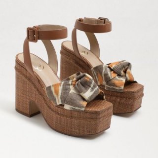 Sam Edelman | Men's Theresa Platform Block Heel-Soft Grey Ikat Linen