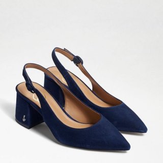 Sam Edelman | Men's Petra Pointed Toe Slingback-Baltic Navy Suede