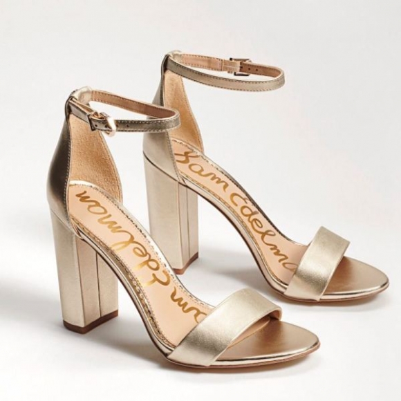 Sam Edelman | Men's Yaro Block Heel Sandal-Light Gold Leather