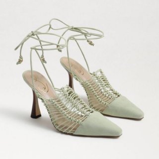 Sam Edelman | Men's Trinity Ankle Strap Pointed Toe Pump-Pistachio Suede