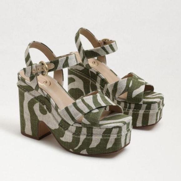 Sam Edelman | Men's Trianna Platform Sandal-Soft Fern/Natural Linen