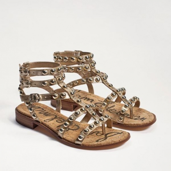 Sam Edelman | Men's Eavan Studded Gladiator Sandal-Molten Gold Leather