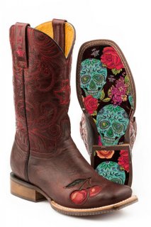 TIN HAUL | WOMENS MON CHERRY WITH SKULL AND ROSES SOLE-RED | CANADA OUTLET