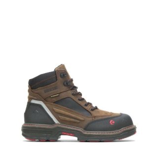 WOLVERINE | MEN'S OVERMAN WATERPROOF CARBONMAX 6" WORK BOOT-Brown/Black