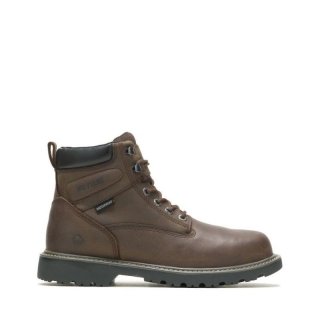 WOLVERINE | MEN'S FLOORHAND WATERPROOF STEEL-TOE 6" WORK BOOT-Dark Brown