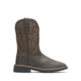 WOLVERINE | MEN'S RANCHER SQUARE-TOE WELLINGTON-Dk Brown/Rust