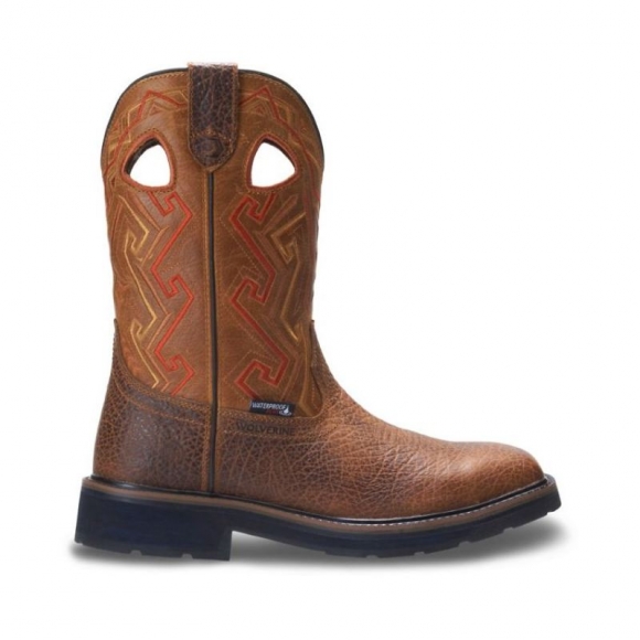 WOLVERINE | MEN'S RANCHER AZTEC STEEL-TOE WELLINGTON WORK BOOT-Tan