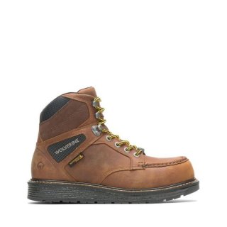 WOLVERINE | MEN'S HELLCAT ULTRASPRING MOC TOE WEDGE 6" CARBONMAX WORK BOOT-Tobacco