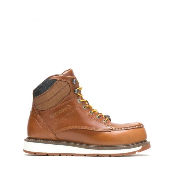 WOLVERINE | MEN'S HELLCAT ULTRASPRING MOC TOE WEDGE 6" CARBONMAX WORK BOOT-Rust