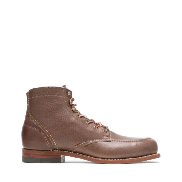 WOLVERINE | MEN'S OLIVE TANNED - 1000 MILE MOC-TOE ORIGINAL BOOT-Brown